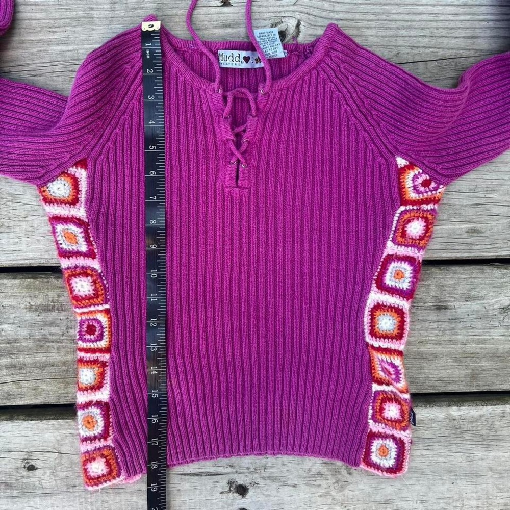 Rare Vintage‎ Y2K Mudd Patchwork Long Sleeve Knit Top - Picture 6 of 7